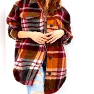 American Eagle plaid Sherpa lined Shacket
